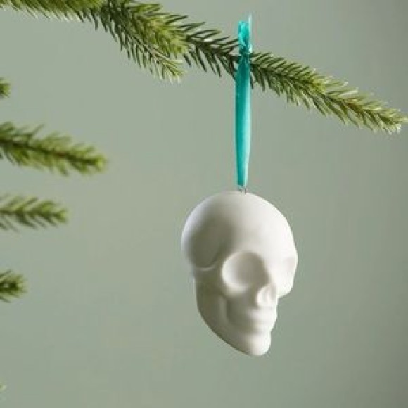 Jonathan Adler porcelain skull holiday ornament new in box sold out online! - Picture 3 of 3